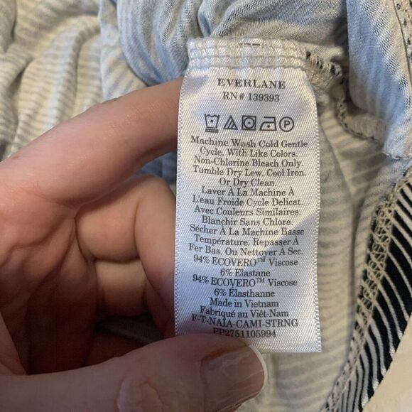 Everlane Black White Striped Tank Top Cami Viscose Elastane Small - Picture 6 of 6